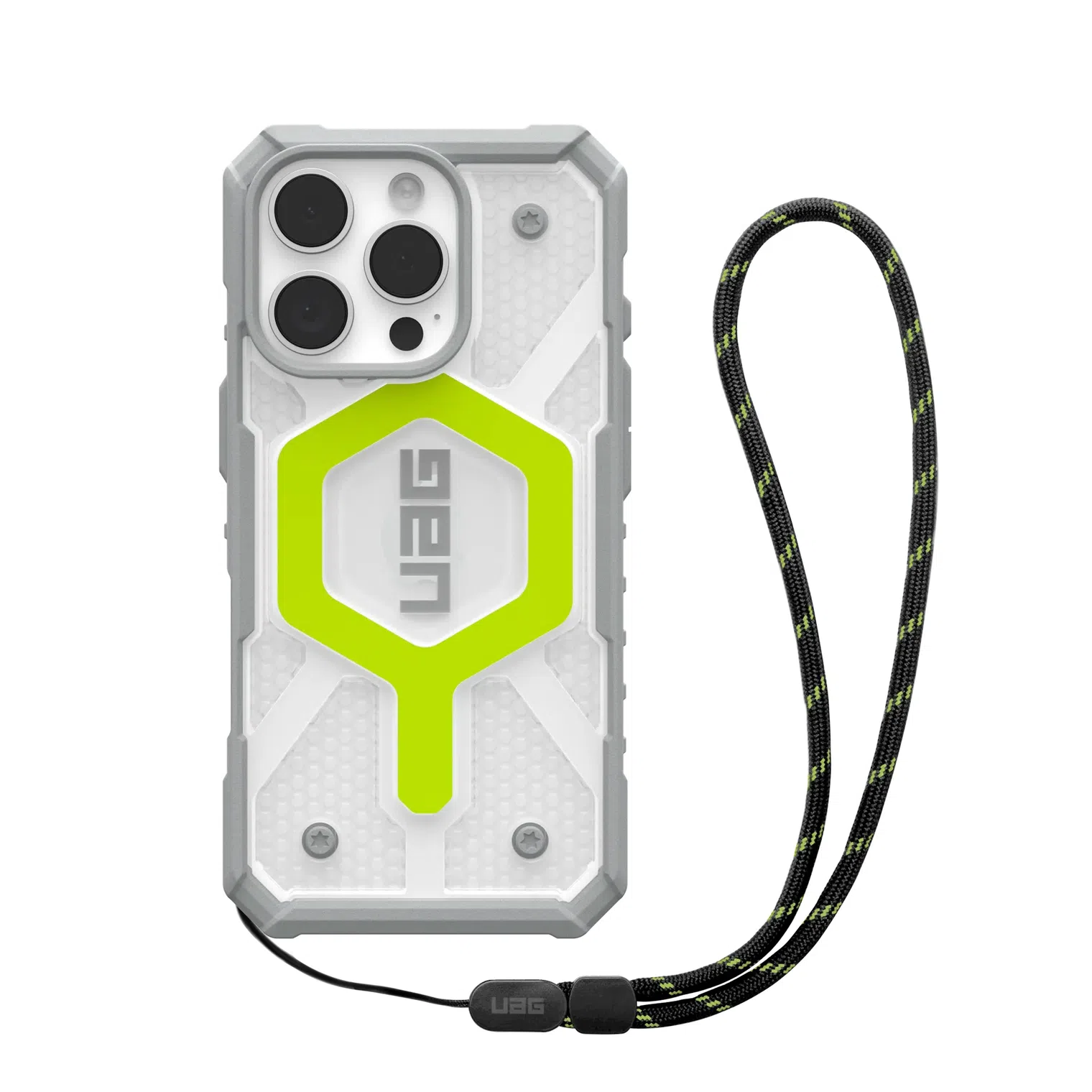 Чехол MagSafe UAG Pathfinder Clear для iPhone 16 Pro  6.3" MagSafe Active Neon/Lanyard