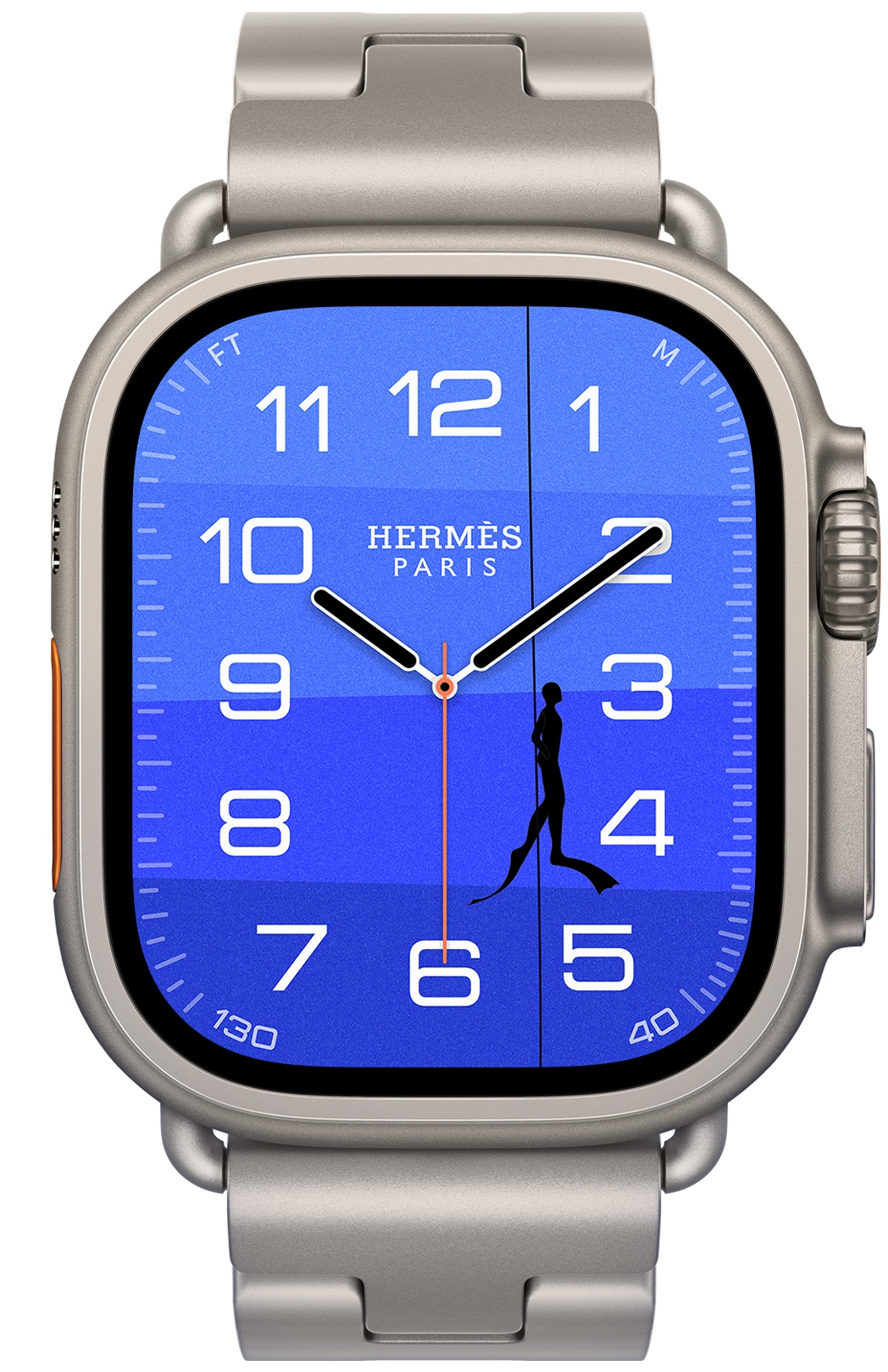Apple Watch Hermès Ultra 4 Grand H Titane (Gris Titane), размер M: циферблат и корпус