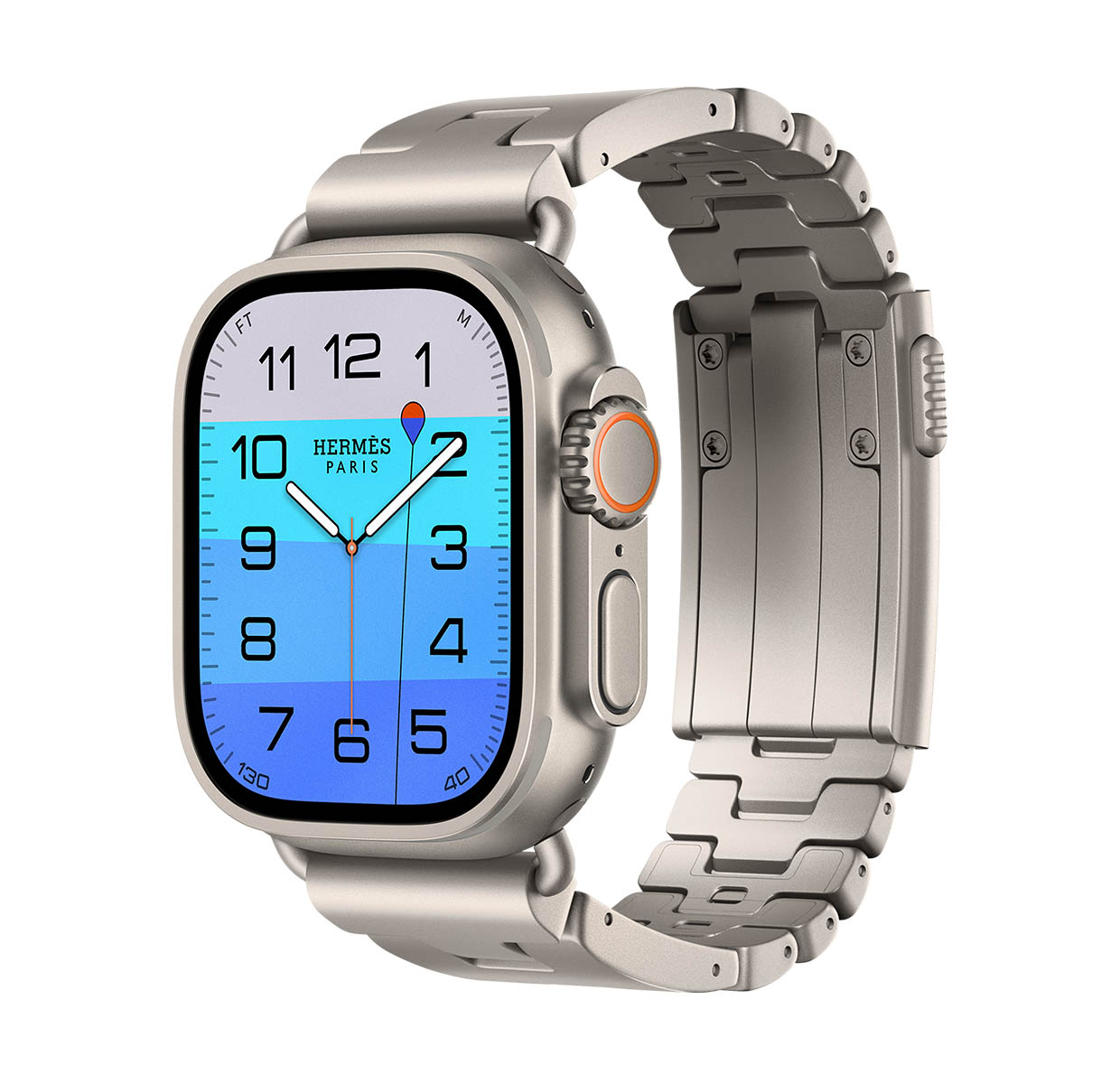 Apple Watch Hermès Ultra 4 Grand H Titane (Gris Titane), размер M: браслет Grand H Titane